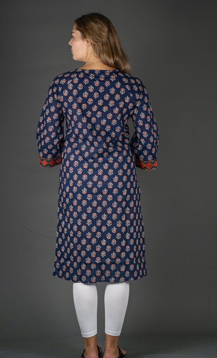 Bell Sleeved Flared Kurta with Embroidery