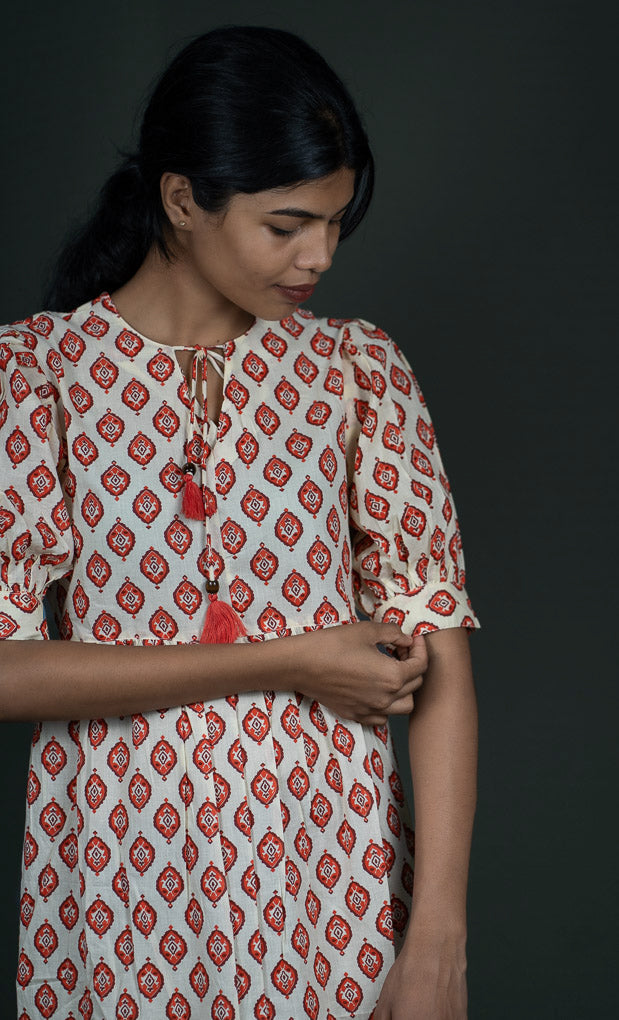 Printed Kurta with Puffed Sleeves