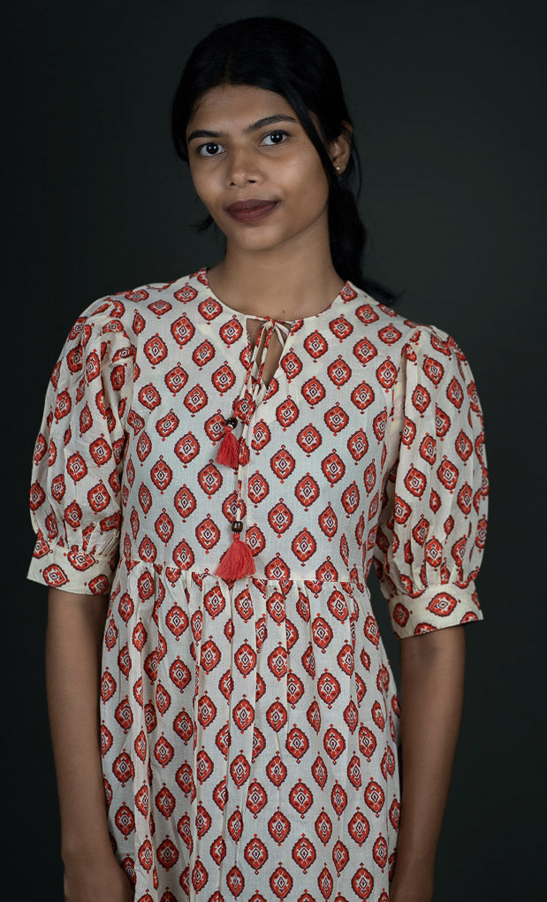 Printed Kurta with Puffed Sleeves